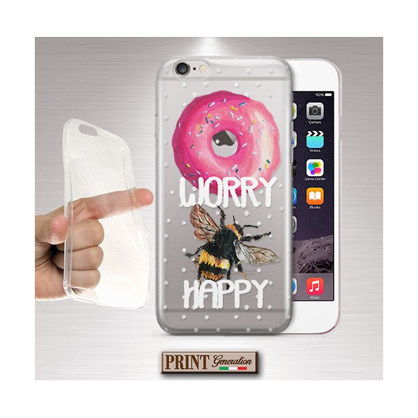 Cover - 'DONUT worry BEE happy' trasparente frasi "don't worry be happy" carino ciambelle ape NOKIA