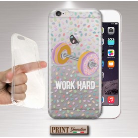Cover - 'DONUTS work hard' pesi ciambelle carino trasparente gym NOKIA