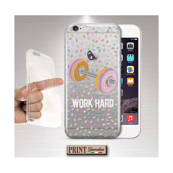 Cover - 'DONUTS work hard' pesi ciambelle carino trasparente gym NOKIA