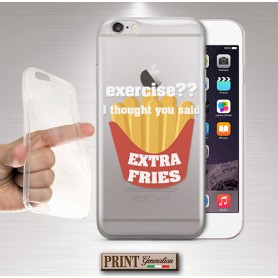 Cover - 'EXCERSISE EXTRA FRIES' TRASPARENTE DIVERTENTE CARINO FRASI PATATINE NOKIA