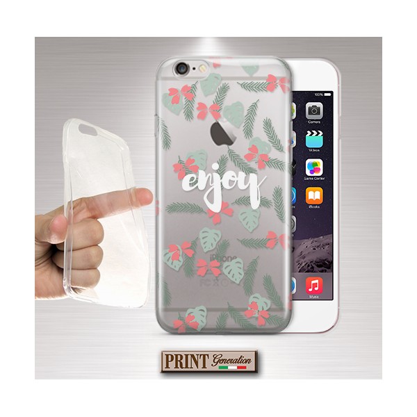Cover - 'FLOWERS enjoy' fiorellini frasi carino TRASPARENTE donna FIORI SAMSUNG