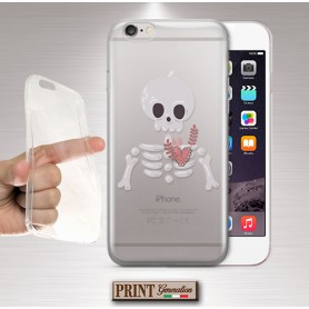 Cover - 'bones skull blooming heart' TRASPARENTE scheletro teschio cuore pastel goth SAMSUNG