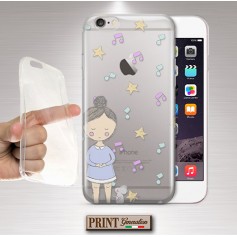 Cover - 'GIRL mouse' TRASPARENTE carino effeto scarabocchi topo colori pastello NOKIA