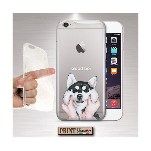 Cover - 'HUSKY good boi trasp' CARINO CANE HUSKY TRASPARENTE CUCCIOLO TUMBLR IPHONE