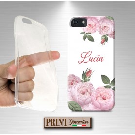 Cover - 'ROSES PERSONALIZZATO NOME' ROSA fiori DELICATO EFFETTO ACQUERELLO PERSONALIZZATA con nome SAMSUNG