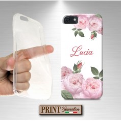 Cover - 'ROSES PERSONALIZZATO NOME' ROSA fiori DELICATO EFFETTO ACQUERELLO PERSONALIZZATA con nome SAMSUNG