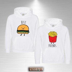 Felpa con cappuccio - BEST FRIENDS HAMBURGER E PATATINE - Idea regalo