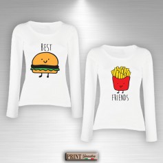 T-Shirt maniche lunghe - BEST FRIENDS HAMBURGER E PATATINE - Idea regalo