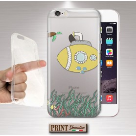 Cover - 'SUBMARINE DOODLE' TRASPARENTE sommergibile carino oceano tartaruga pesci SAMSUNG