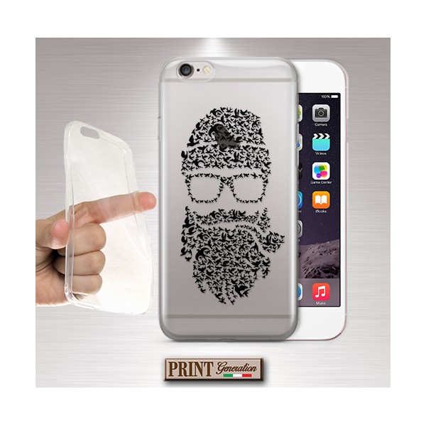 Cover - 'HIPSTER birds beard' TRASPARENTE uccelli barba occhiali NOKIA