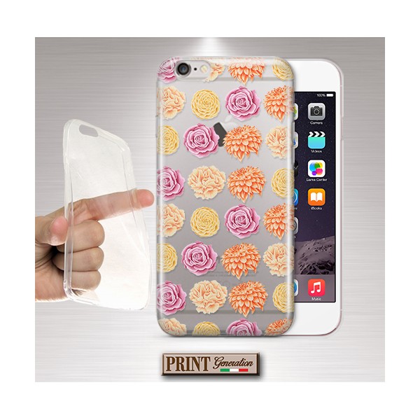 Cover - 'peachy palette flowers trasp' TRASPARENTE fiori rosa carino IPHONE