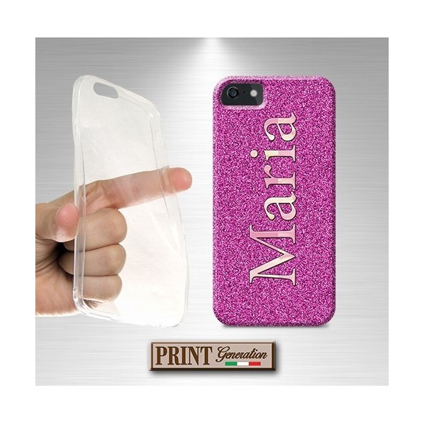 Cover stampata Personalizzata nome strass fucsia effetto glitter Oppo