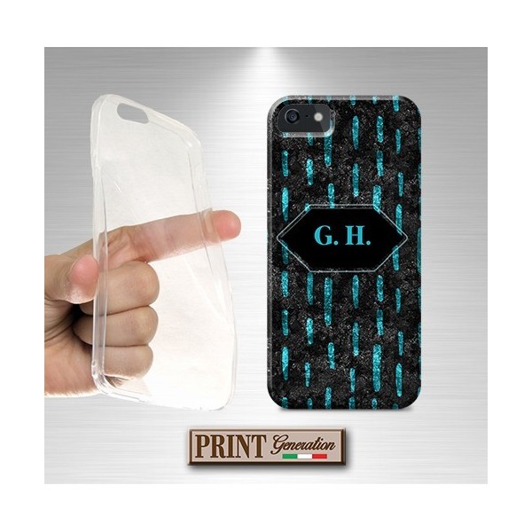 Cover stampata turchese con nome effetto glitter VIVO