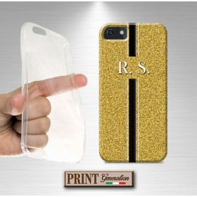 Cover stampata Personalizzata oro monogramma bianco nero effetto glitter VIVO