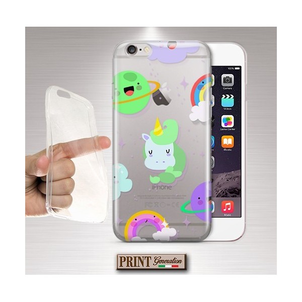 Cover - 'ASTRO UNICORN' unicorno pianeti arcobaleno carino colorito TRASPARENTE VIVO