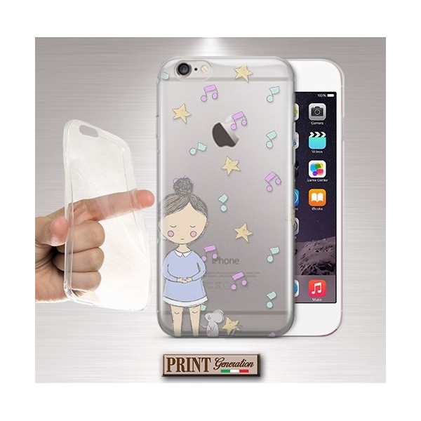 Cover - 'GIRL mouse' TRASPARENTE carino effeto scarabocchi topo colori pastello VIVO