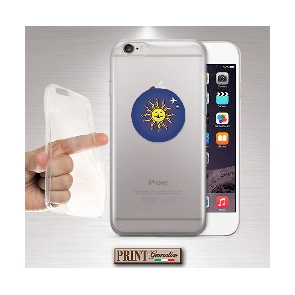 Cover - 'SUN AND STARS' TRASPARENTE minimalista SOLE carino STELLE astri galassia VIVO