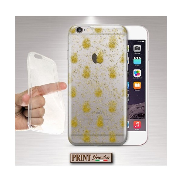 Cover stampata trasparente brillantini oro strass effetto glitter VIVO