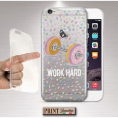 Cover - 'DONUTS work hard' pesi ciambelle carino trasparente gym VIVO