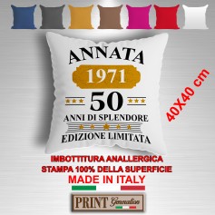 CUSCINO PERSONALIZZATO annata compleanno ANNO data nascita vintage idea regalo