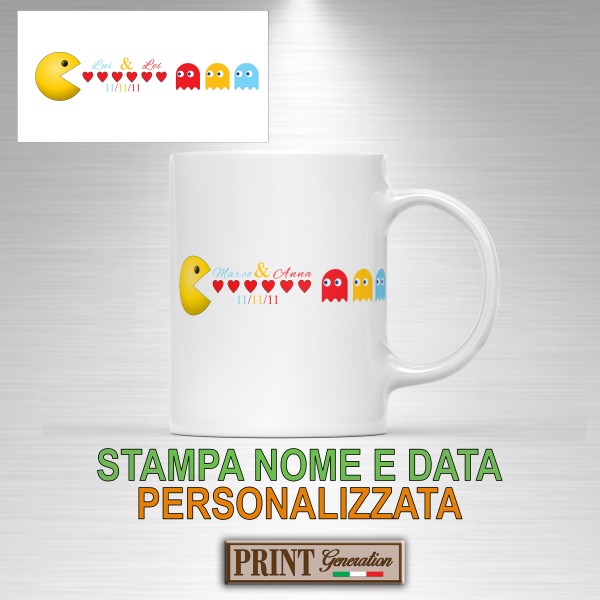 Tazza stampa PERSONALIZZATA gamer foto nome data anniversario retro videogiochi