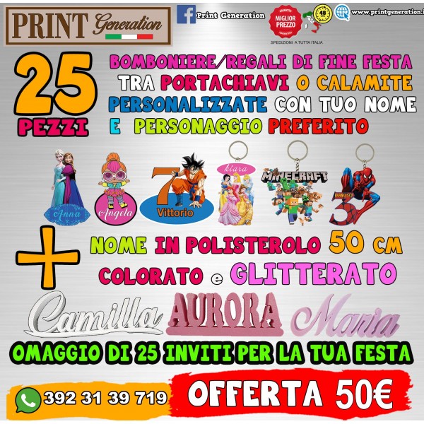 Portachiavi Calamite bomboniera Pensierino Omaggi Regalino Gadget Compleanno Bambini